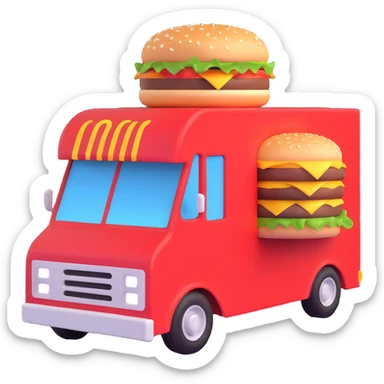 generate me a 3D hamburger food truck sticker