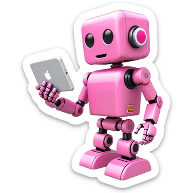 pink 3d robotic email sticker