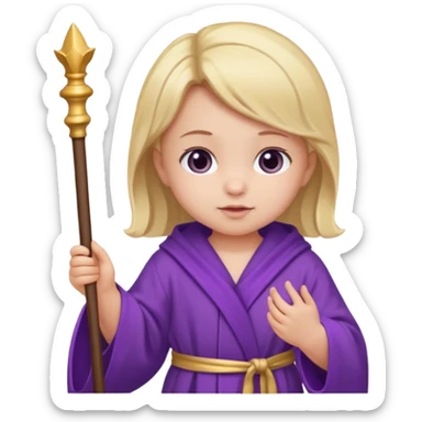 baby girl wizard with purple robe and staff sticker
