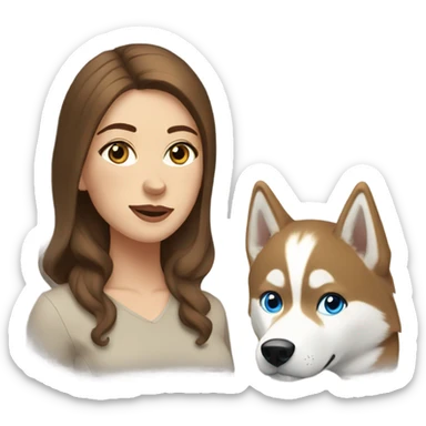 White Woman hair brown and bleus eyes and golden Husky  sticker
