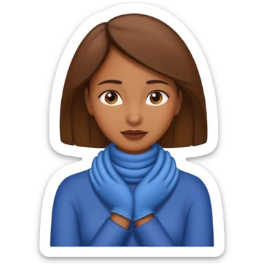 a brownskin emoji woman with her hands around her neck sticker