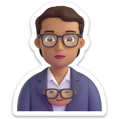 tan skin man with square glasses sticker