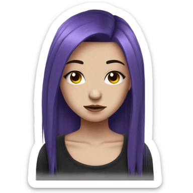 Emo girl choppy long purple hair piercings sticker