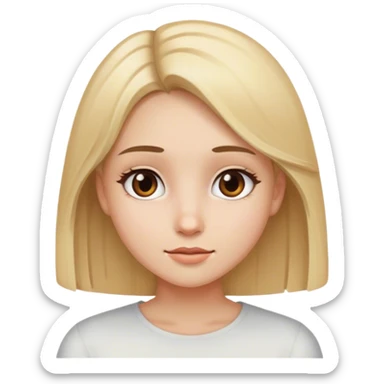 A girl with blonde and straight hair, brown eyes and beautiful  sticker