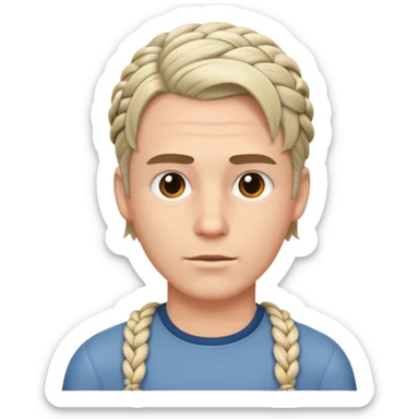 A white ton skin man with short braided hair sticker