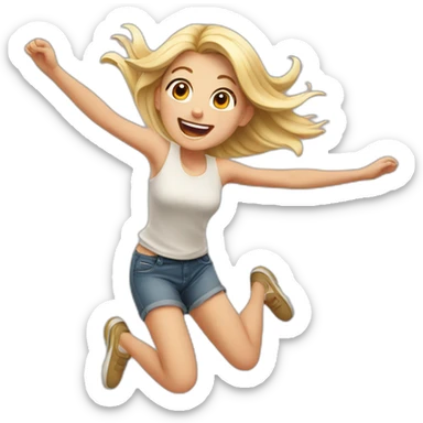 jumping happy blonde girl sticker