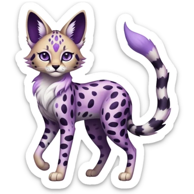 Kawaii Cute Edgy Black Purple White ethereal Serval-Fionbri-Vernid full body sticker