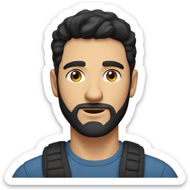 caucasian young man with black hair, beard and thick eyebrows sticker
