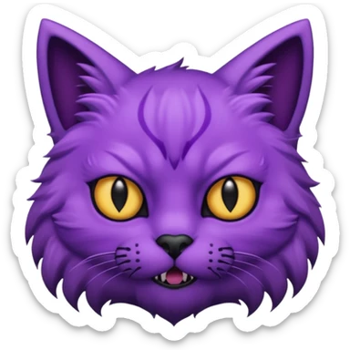Scary purple cat with black eyes ans mouth sticker