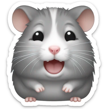 grey hamster crying sticker