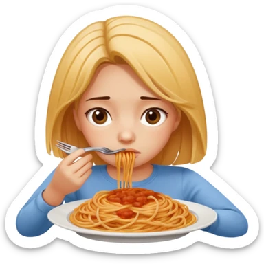 The girl looks sadly at the food sticker