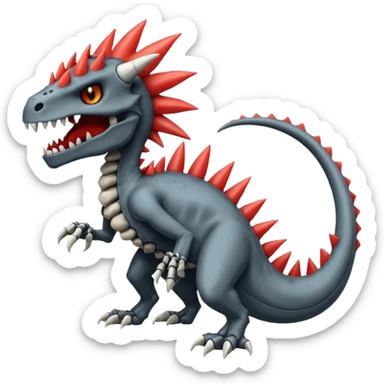 Skull-faced, skeletal Charmeleon-Zeraora-Salandit-fusion sticker