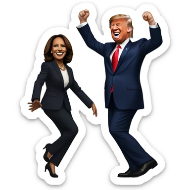 Donal trump dancing with kamala harris sticker