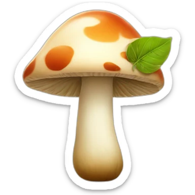 mushroom that smiles with a leaf sticker