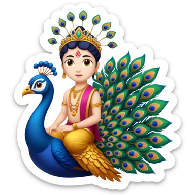 Muruga sitting on peacock  sticker