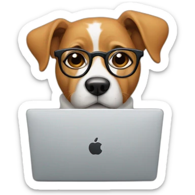 dog with glasses and laptop sticker