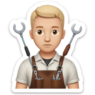 professional locksmith portrait, head and shoulders only, serious focused expression, leather apron collar, small lockpick tools visible, 3D cartoon, mobile game icon style, clean background, no text, no watermark
 sticker