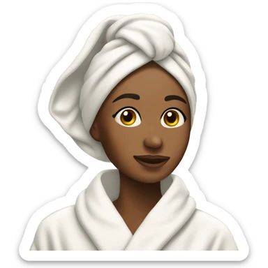 skin care on a woman’s face and she has a towel on her head and a robe on  sticker