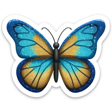 Blue glitter butterfly sticker