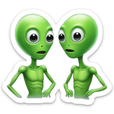 Two green aliens Talking to each other sticker