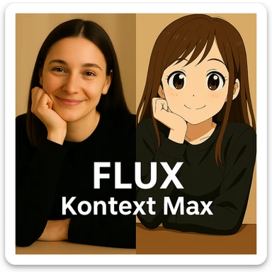 same similar image but chnage the text to "Flux Kontext Max" sticker
