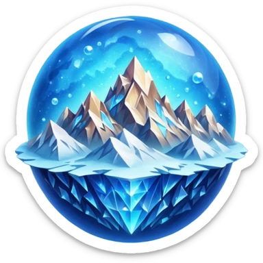 blue planet, crystal Planet, surface covered in glowing crystals mountains and dust sticker