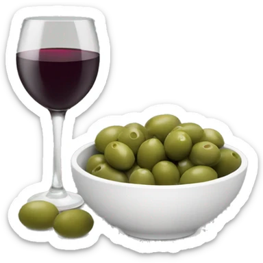 a bowl of green olives and glass of wine  sticker