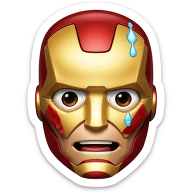 Create an Iron Man crying with laughter sticker