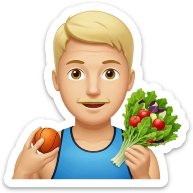 mach mir einen glücklichen mänlcihen sportler der sich gerade gesund ernährt sticker