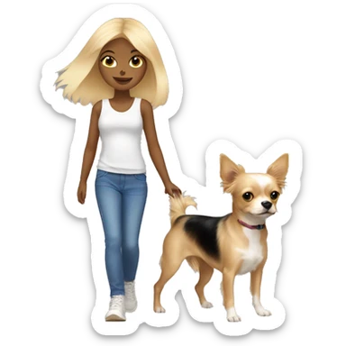 blonde hair blue eyed girl walking her chihuahua and yorkie sticker