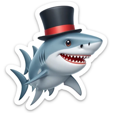 Shark with a top hat sticker