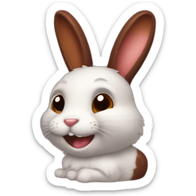 Chocolate rabbit with a bitten tail sticker