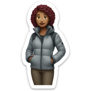 beautiful burgundy haired Girl wearing northface full body sticker
