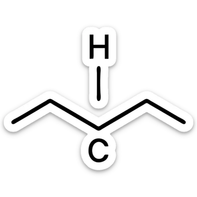 Add atom labels C, H to the linear alkane, keeping the structural formula style, with no background. sticker