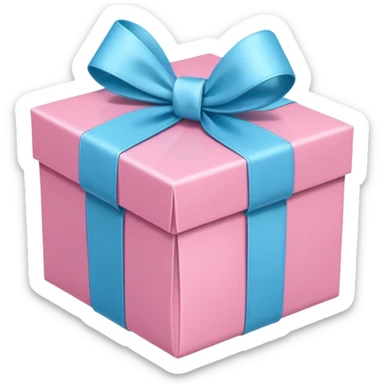 gift box with pink wrapping and pastel blue ribbon decoration sticker