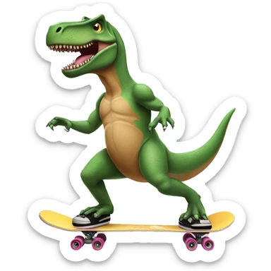 A trex on a skateboard sticker