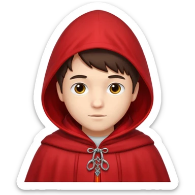 brunete boy little red riding hood sticker