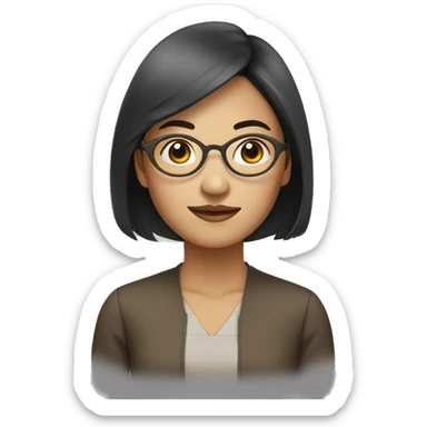 An Asian woman wears bronze round glasses sticker