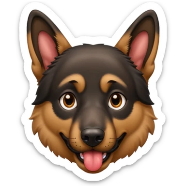 cartoon style dark German Shepherd dog with its tongue hanging out long sticker