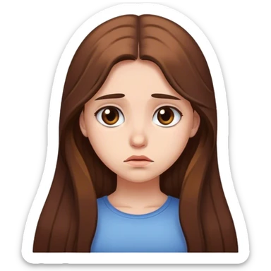 Sad girl with long brown hair sticker