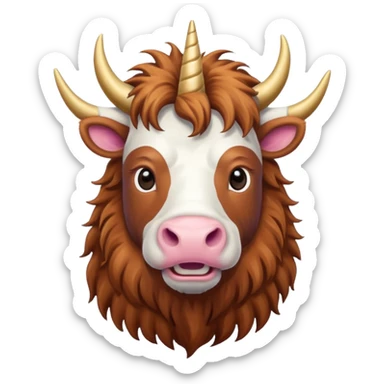 Male unicorn highland cow sticker