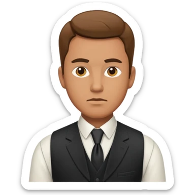 Adult man, wearing a formal vest, serious look
 sticker