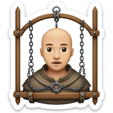 guy in stocks medieval torture device sticker