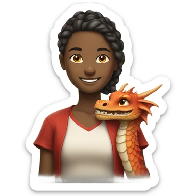 smiling girl with dragon sticker