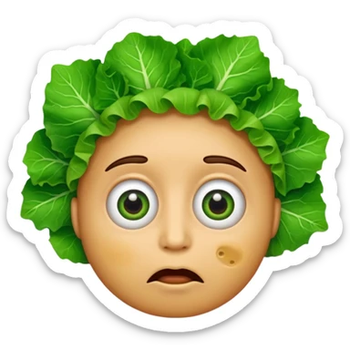 A surprised face with lettuce eyes sticker