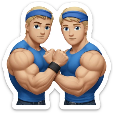 DIRTY BLONDE HAIR BLUE EYES BIG BICEPS FOR ARM WRESTLING YOUNG MAN sticker