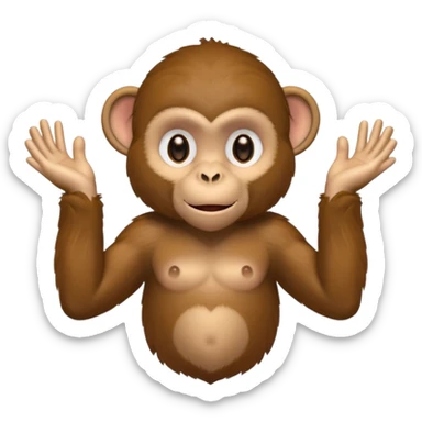 Monkey Showing his waist using both hands keeping the hand above the thighs  sticker