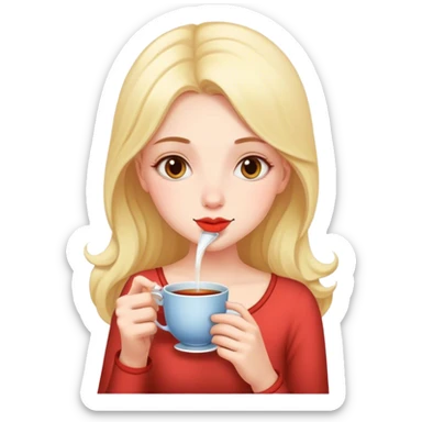 Girl sipping tea sticker