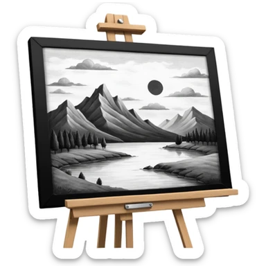 Canvas with pencil sketch,canvas on easel sticker