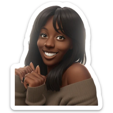 smiling girl in off shoulder sweater sticker